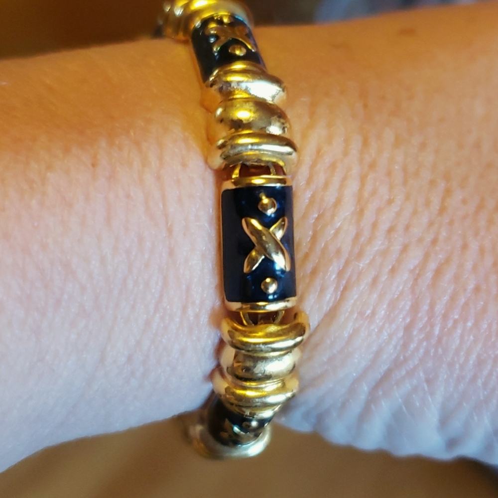 Joan Rivers Vintage Etruscan Bracelet blue & gold